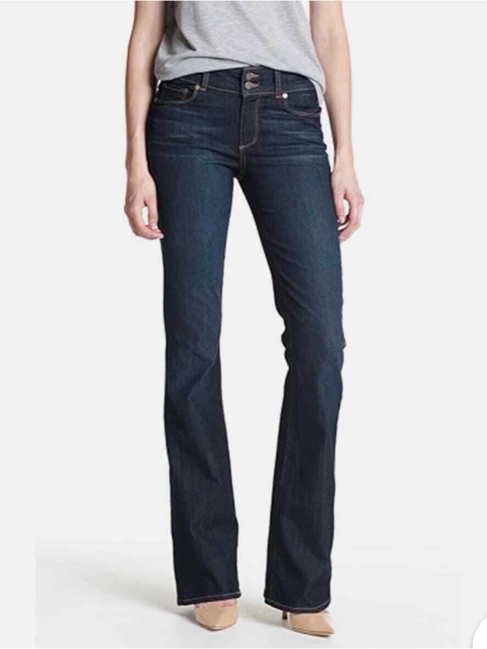 Paige Hidden Hills Low Rise Dark Blue Bootcut Jeans Size 26